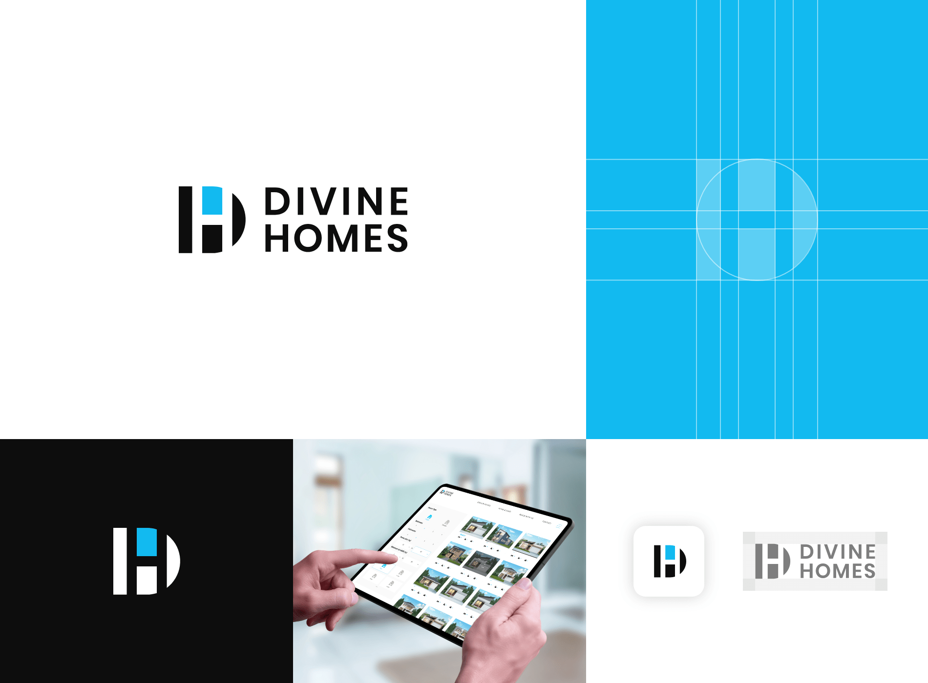 Branding diseñador grafico divine homes logo