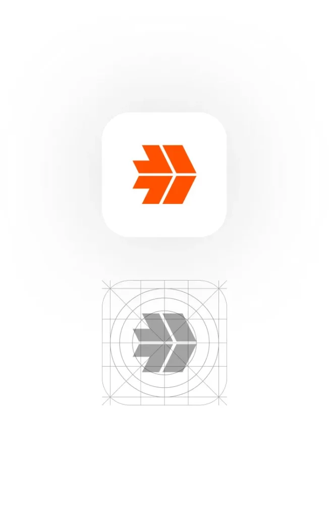 Estudio de la geometría y retícula de construcción del icono de Gespromo, asegurando proporciones matemáticas perfectas.